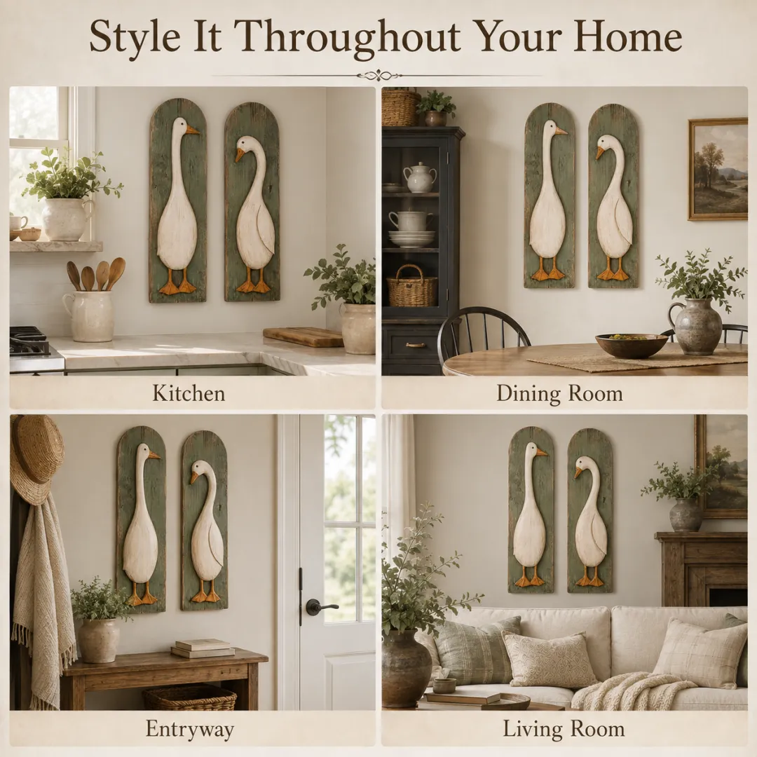 ✨ FREE SHIPPING TODAY✨  Handcrafted Rustic Goose Wall Art Set Of 2
