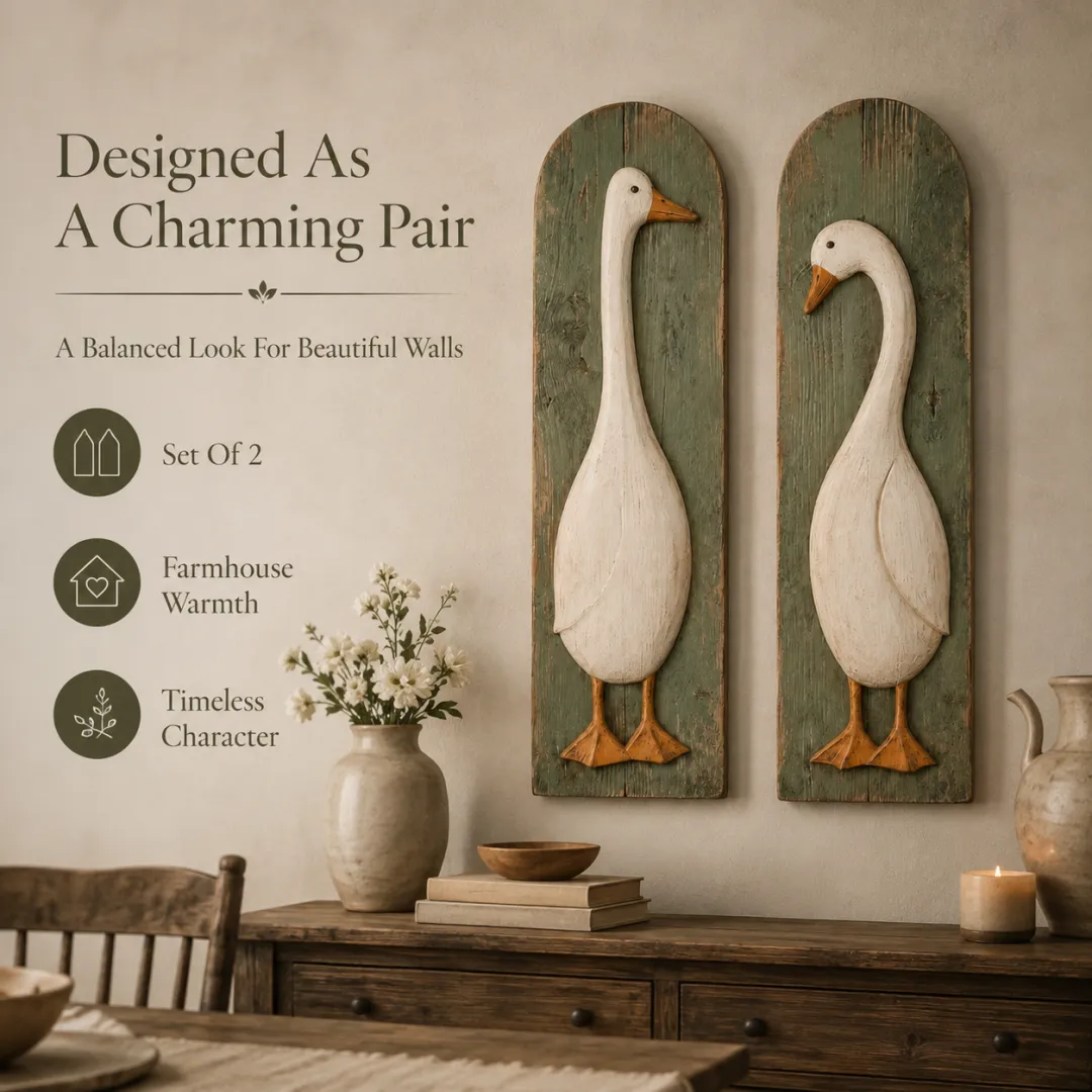 ✨ FREE SHIPPING TODAY✨  Handcrafted Rustic Goose Wall Art Set Of 2