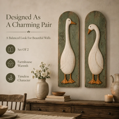 ✨ FREE SHIPPING TODAY✨  Handcrafted Rustic Goose Wall Art Set Of 2