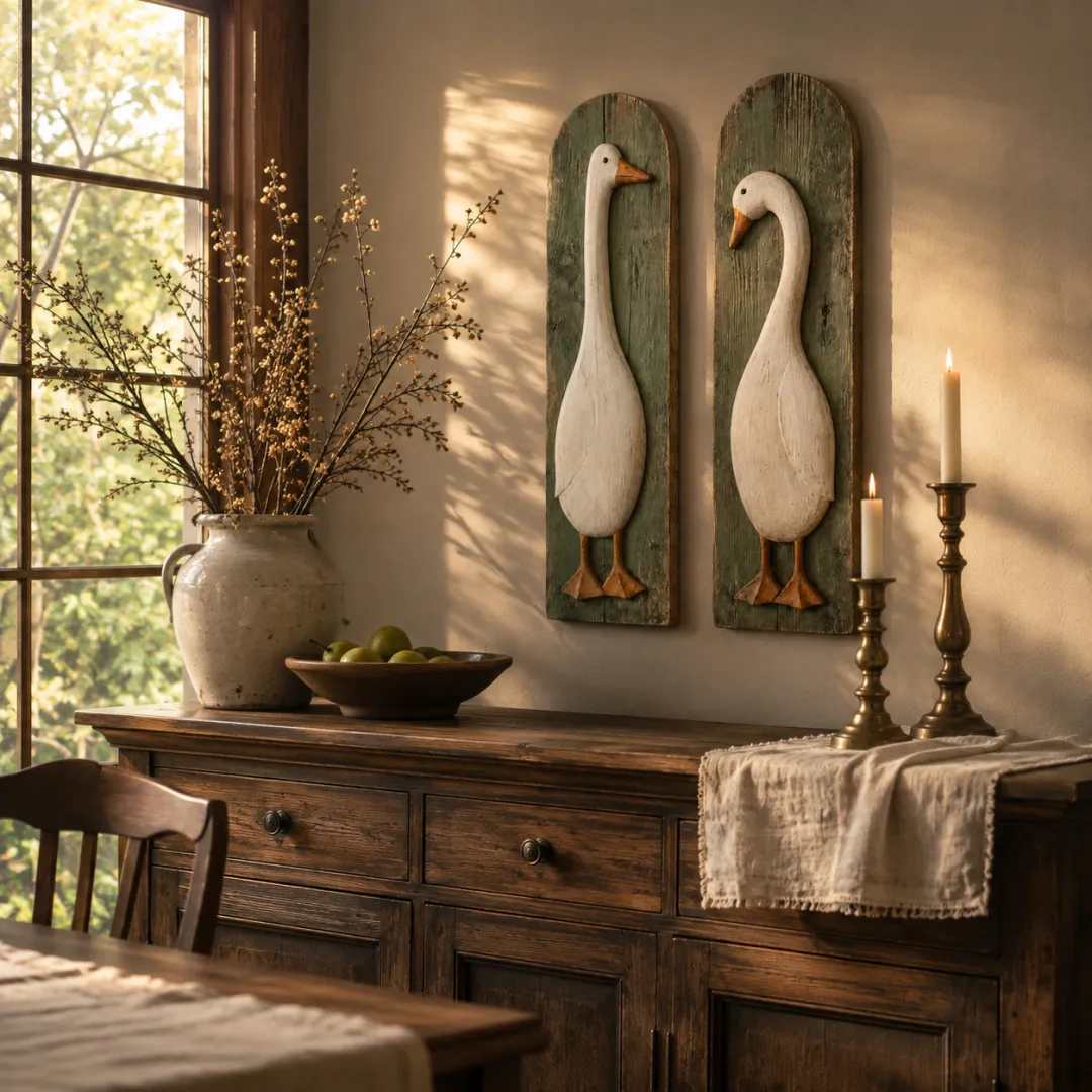 ✨ FREE SHIPPING TODAY✨  Handcrafted Rustic Goose Wall Art Set Of 2