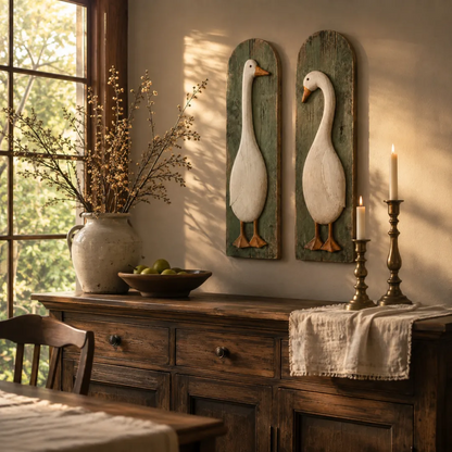 ✨ FREE SHIPPING TODAY✨  Handcrafted Rustic Goose Wall Art Set Of 2