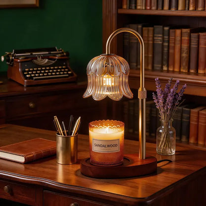 Vintage Flower Candle Warmer Lamp — Timer & Brightness Control