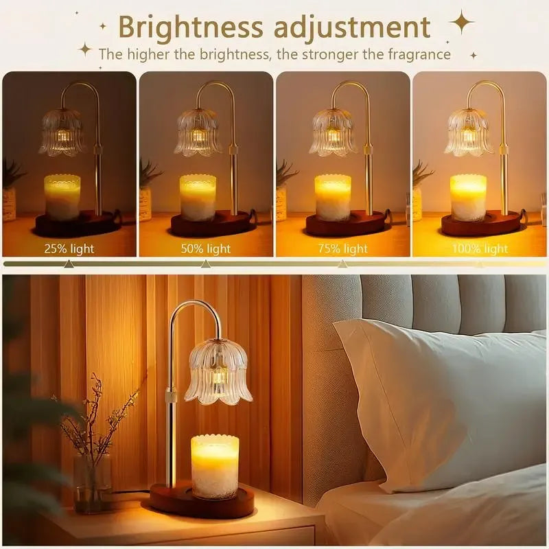 Vintage Flower Candle Warmer Lamp — Timer & Brightness Control