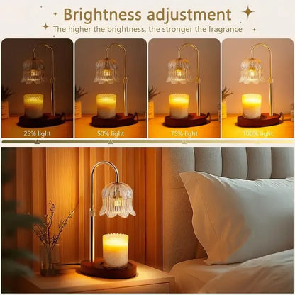 Vintage Flower Candle Warmer Lamp — Timer & Brightness Control