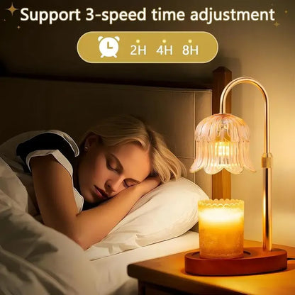 Vintage Flower Candle Warmer Lamp — Timer & Brightness Control