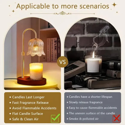 Vintage Flower Candle Warmer Lamp — Timer & Brightness Control