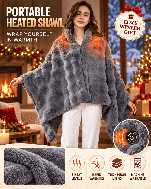 3-Heat USB Wearable Flannel Shawl Blanket