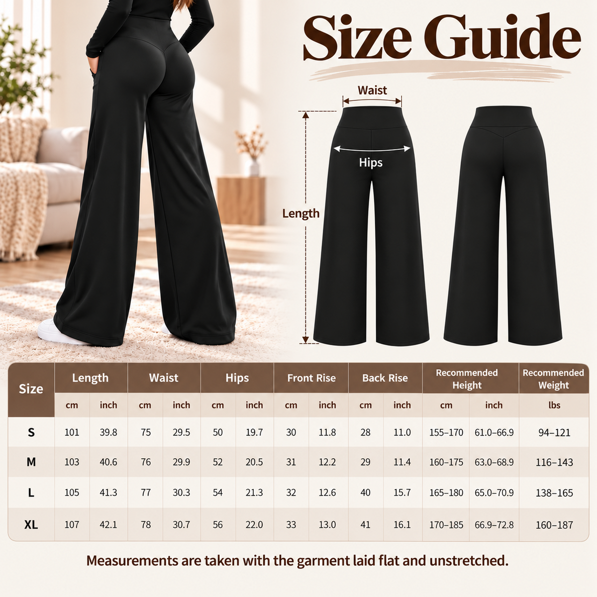 Women's High-Waisted Fleece-Lined Wide-Leg Pants – product view 15