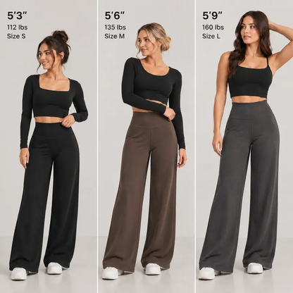 Women's High-Waisted Fleece-Lined Wide-Leg Pants – product view 6
