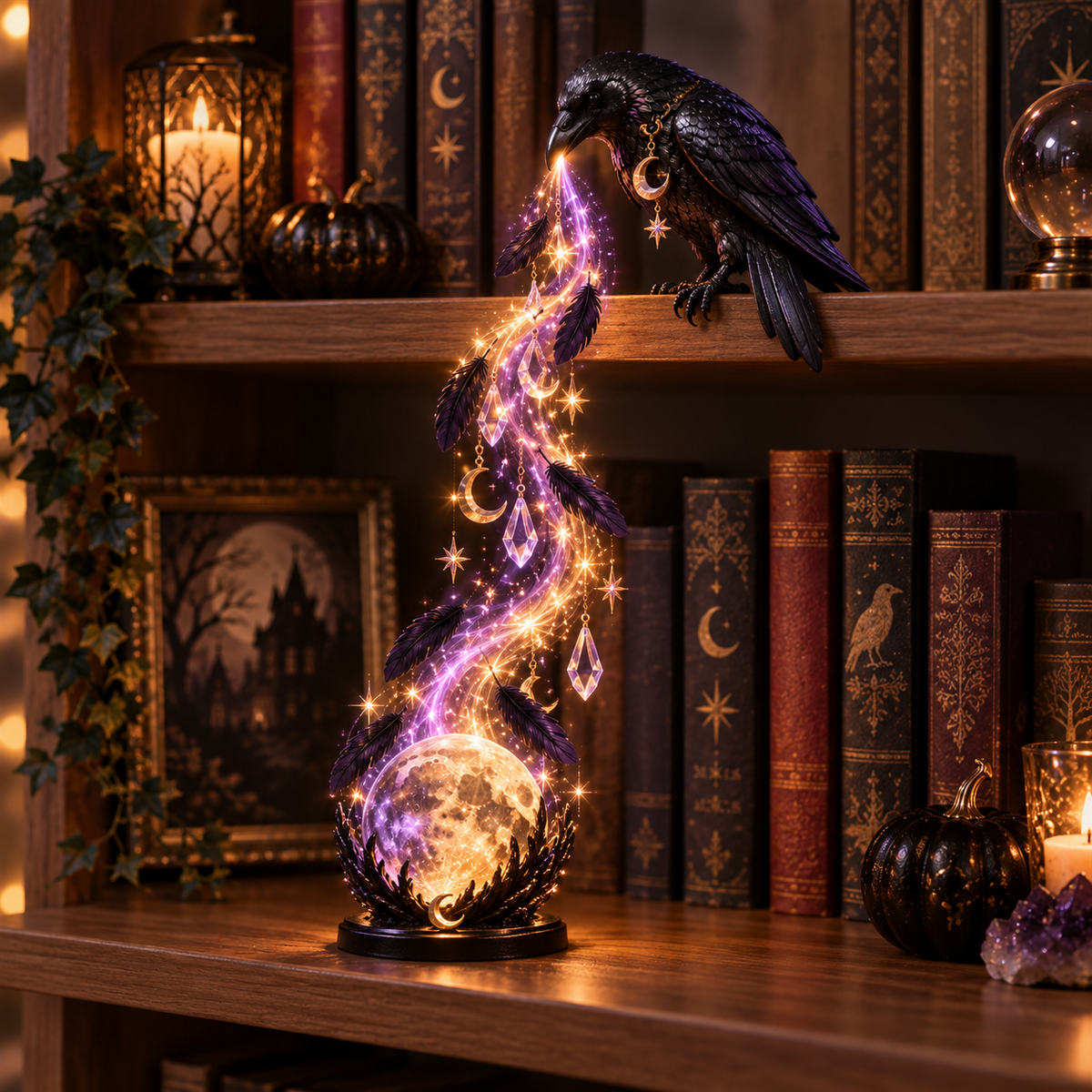✨Last Day 49% OFF✨ Halloween Magic Cascade Shelf Light Collectio – Enchanted Bookcase Decor