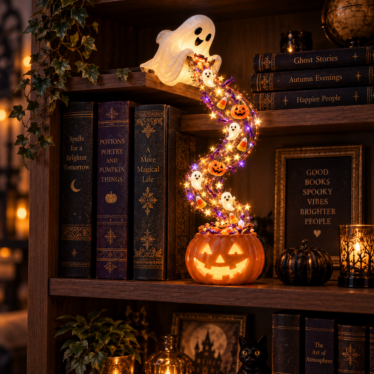 ✨Last Day 49% OFF✨ Halloween Magic Cascade Shelf Light Collectio – Enchanted Bookcase Decor