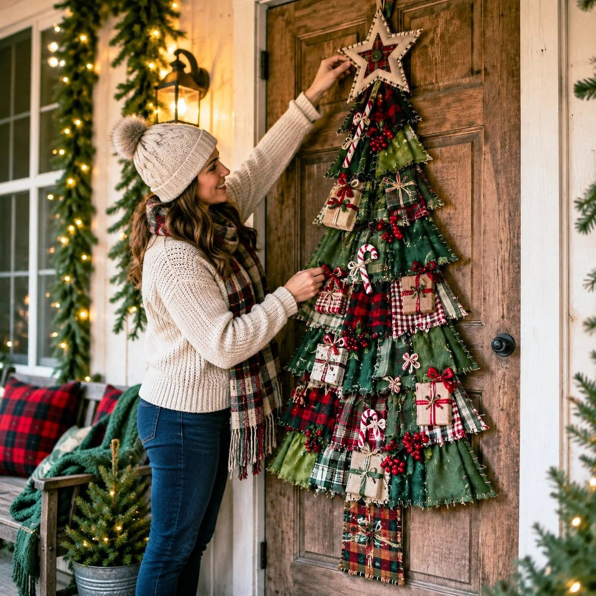 🔥 SPECIAL OFFER |🎄Beginner-Friendly DIY Oversized Patchwork Christmas Tree Door Hanging Kit💕