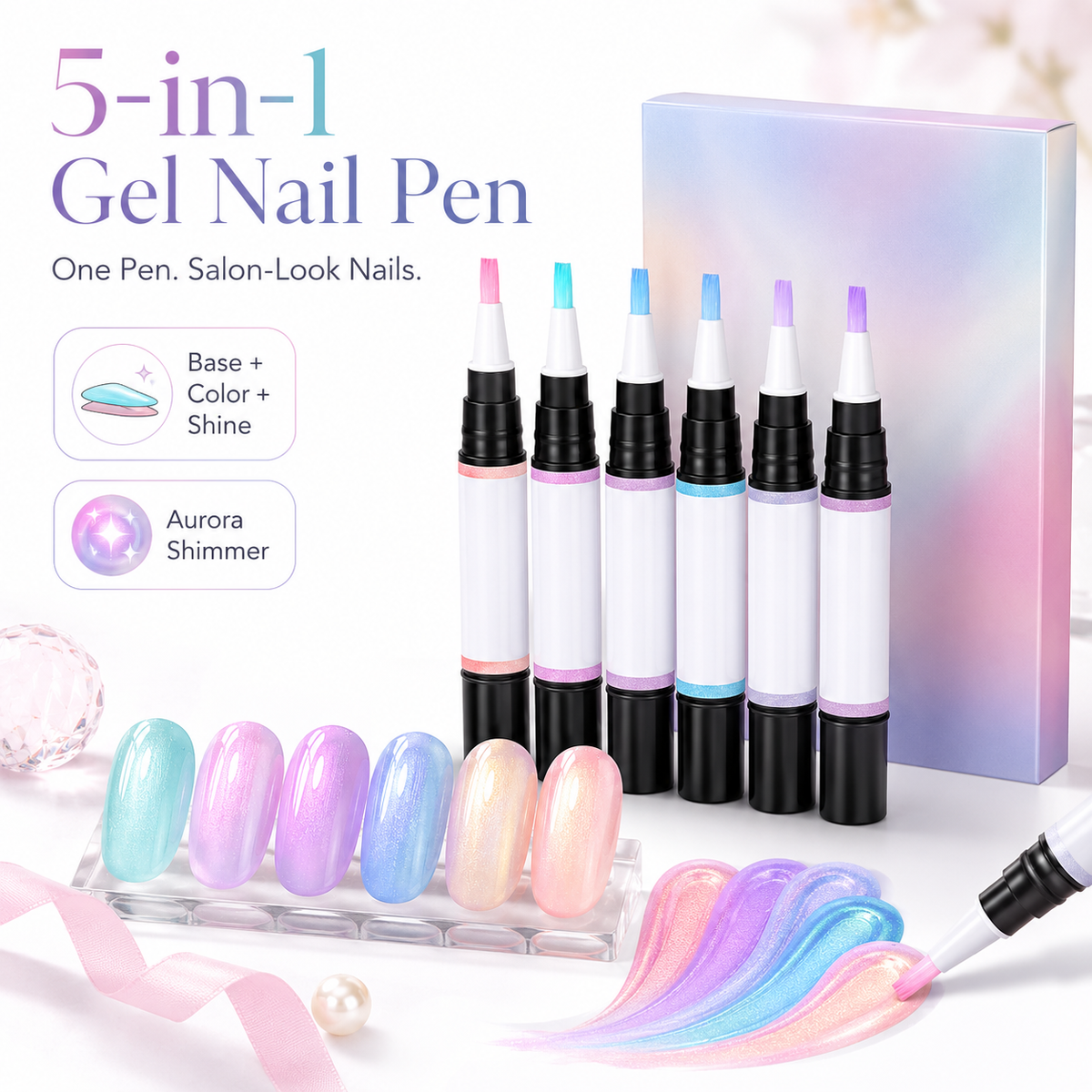 ⏳ FLASH SALE - 50% OFF TODAY 💅 5-in-1 Gel Nail Polish Pen – Salon-Style Shimmer Manicure at Home
