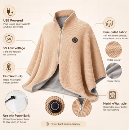 🔥Portable Heated Shawl – Wearable Electric Heating Shawl