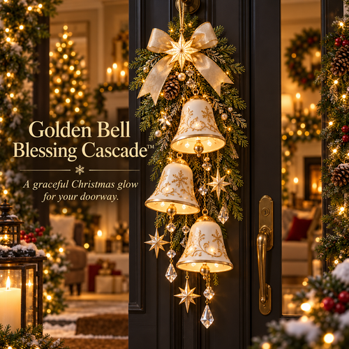 Golden Bell Blessing Cascade – Lighted Christmas Door Decor