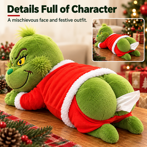 Grinch Plush Tissue Box Cover – Christmas Novelty Holder – image 1