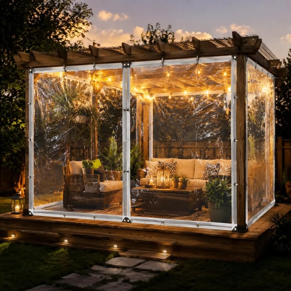 RainShield Pro Transparent Outdoor Tarp with Metal Grommets