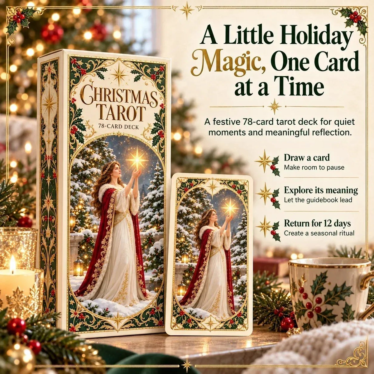 🔮 Yuletide Tarot Deck | 78 Festive Cards & A Guided 12-Day Holiday Ritual