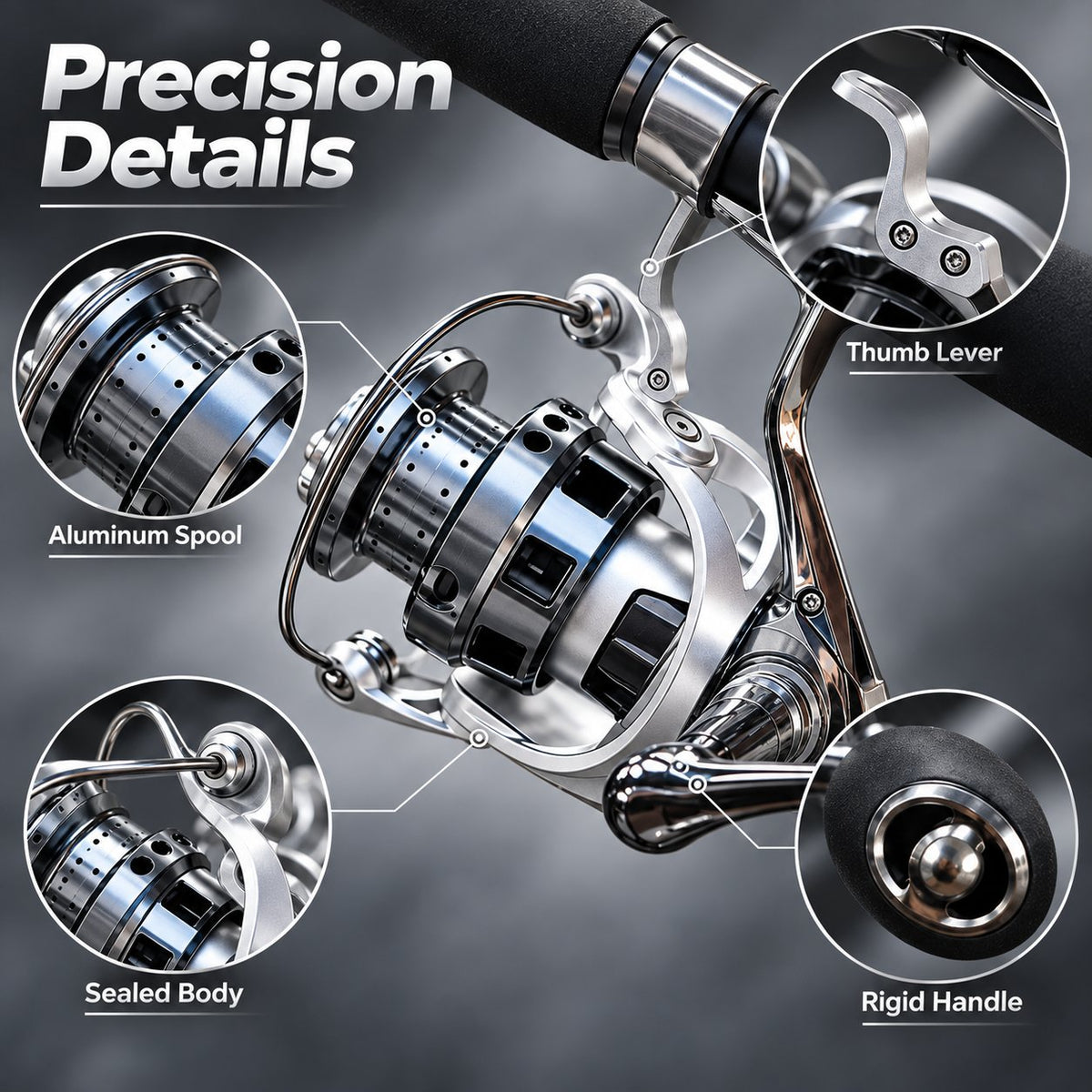 Single-Hand Jigging Fishing Reel with Thumb Lever – product view 9
