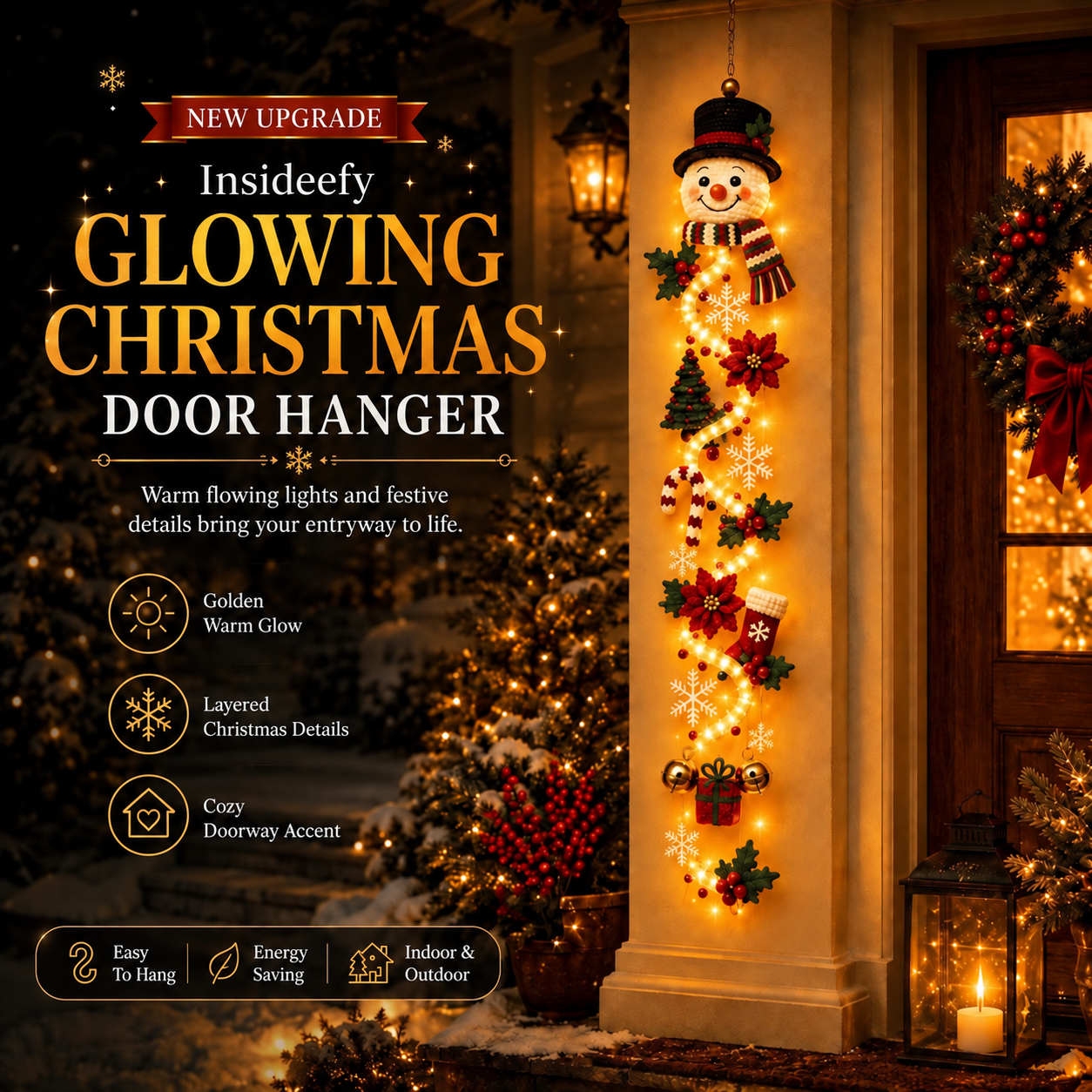 ⏳ Last Day 70% OFF – 🎄 Glowing Christmas Door Hanger