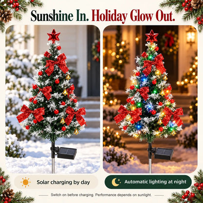 Solar Christmas Tree Garden Lights - 4 Pack