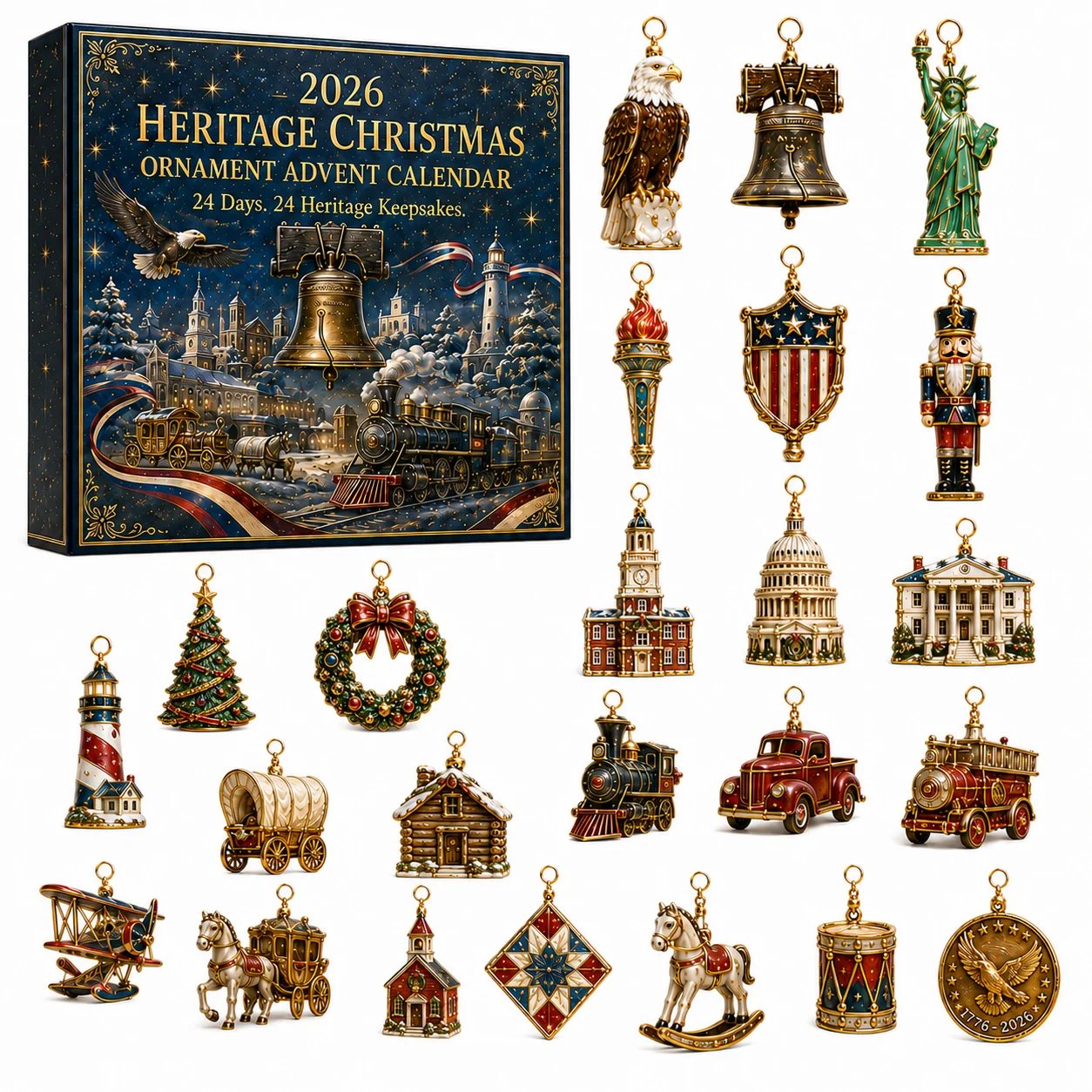 🔥Last 30pcs✨⏰ Limited anniversary edition✨50% OFF!🔥America 250th Anniversary Heritage Christmas Advent Calendar