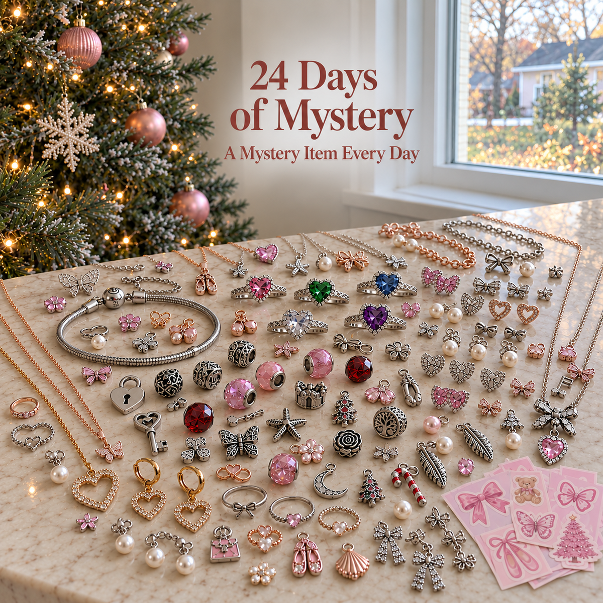 🎀 24-Day Jewelry Advent Calendar – Daily Mystery Charms & Holiday Surprises ✨🎄 2