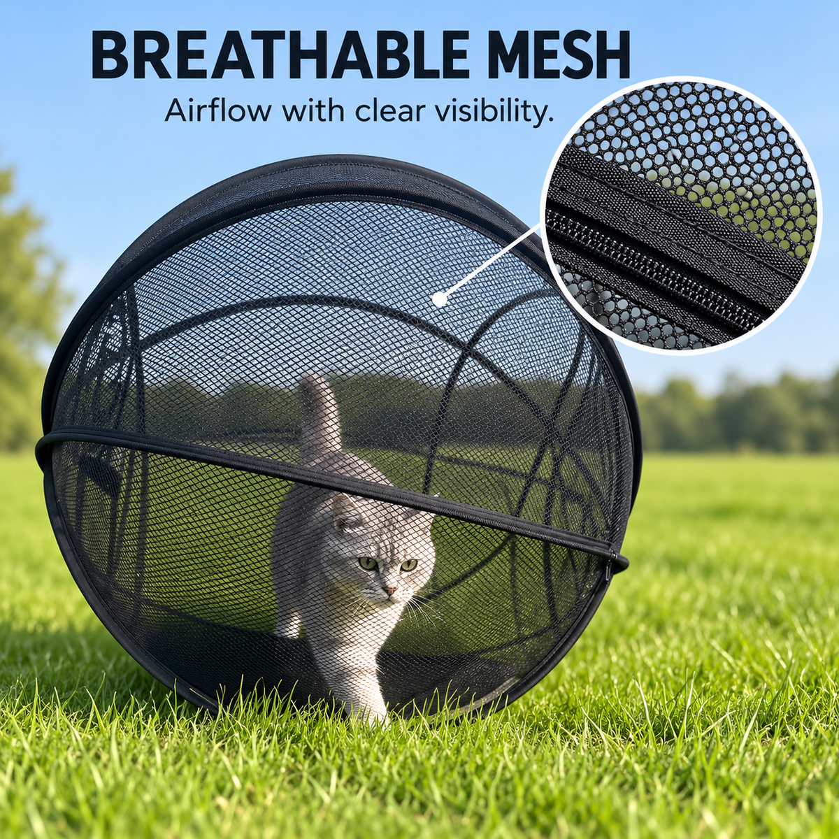 🐱🌿 FreshAir Cat Haven – Pop-Up Mesh Playpen