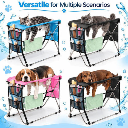 Folding Pet Grooming Hammock Quick Dry Mesh
