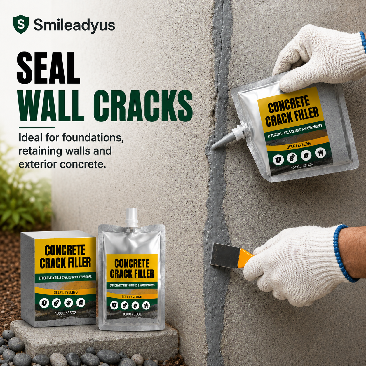 🏠 Waterproof Concrete Crack Filler for Indoor & Outdoor Use