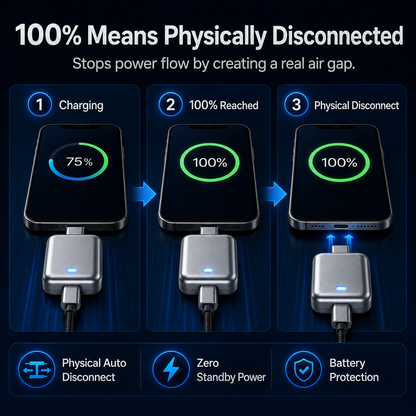 Smart Auto-Disconnect USB-C Charging Adapter – Up to 140W Pass-Through
