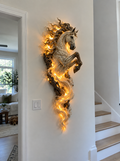 🔥Last Day 49% OFF -🐎 Emberlight Rearing Horse Wall Sculpture | Illuminated 3D Decor