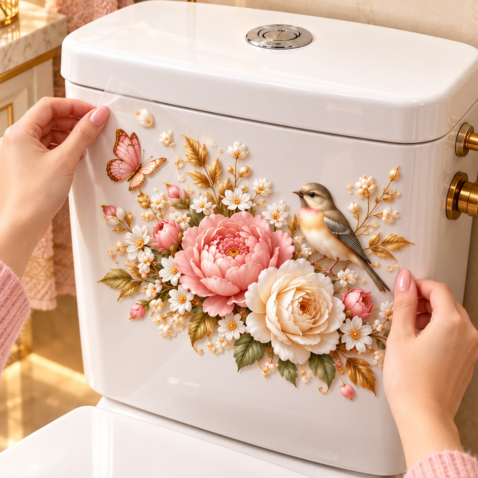 Animal & Floral Toilet Decals – Decorative Design Collection – product view 3