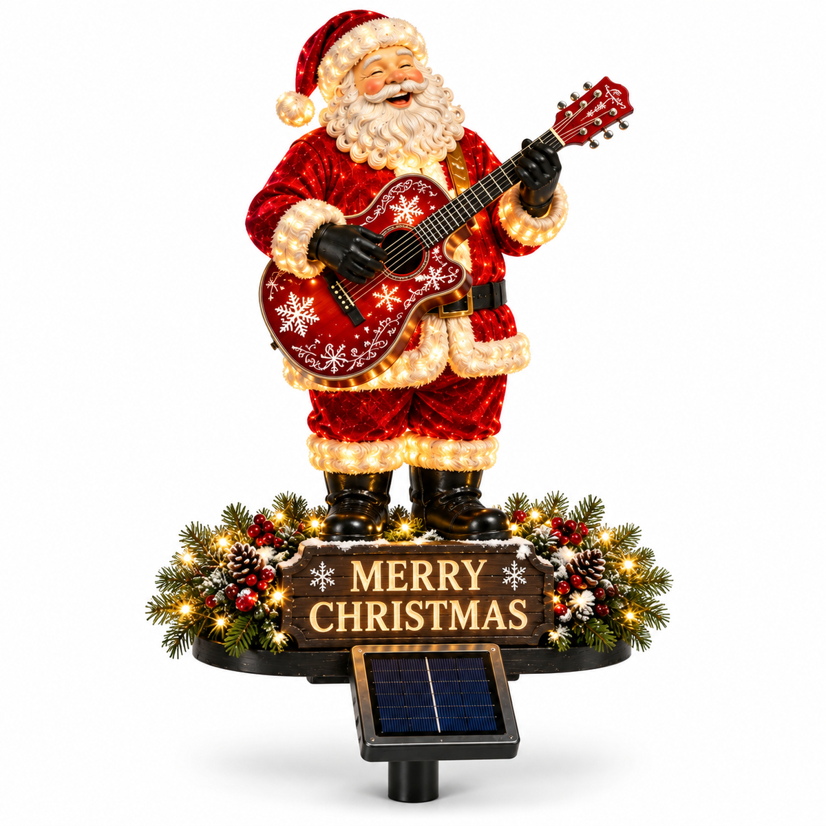 🔥50% Off Last Day✨🎅 Light-Up Guitar Santa Christmas Yard Decoration🎸 – Festive Outdoor Holiday Display 🎄✨