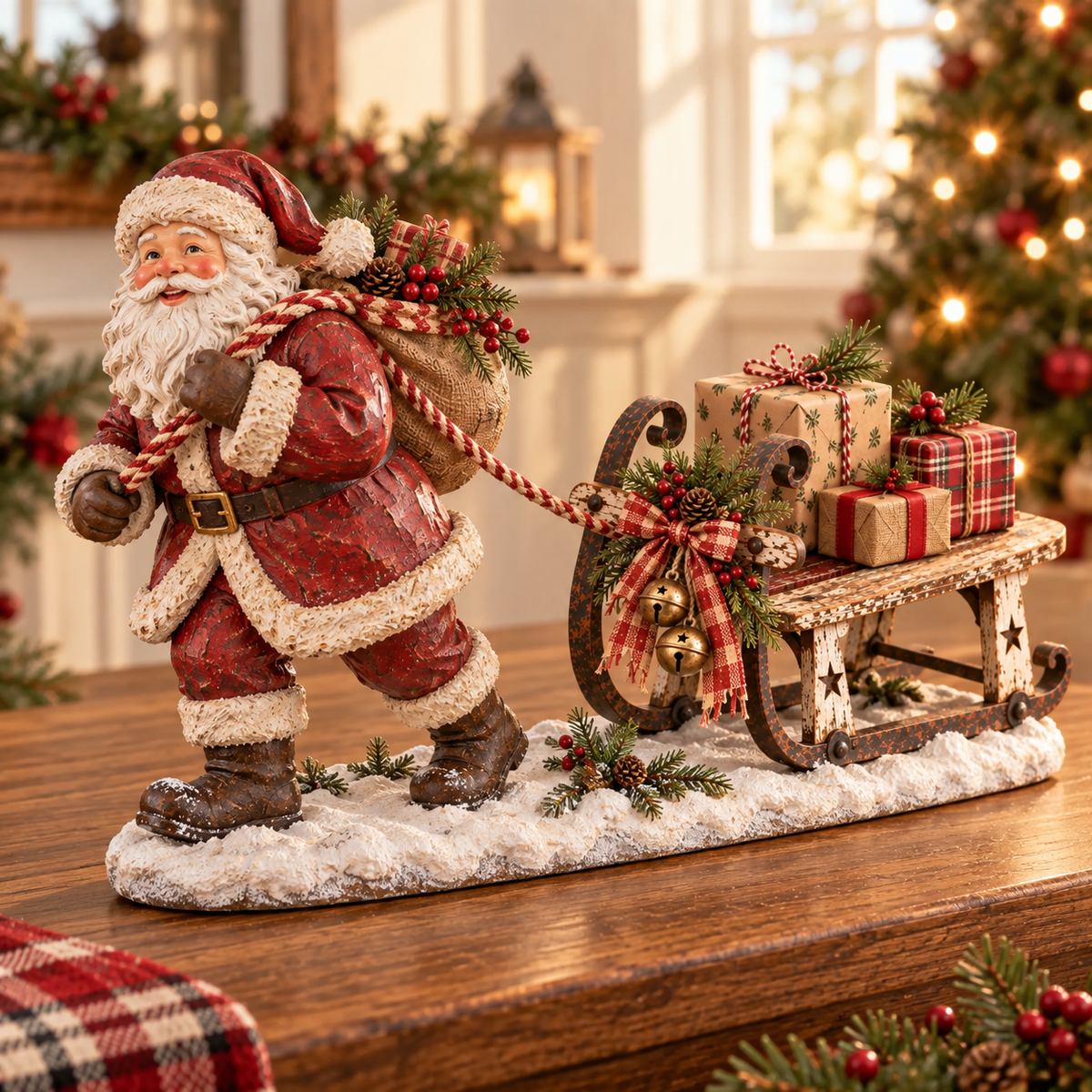 Santa’s Christmas Sleigh Farmhouse Table Decor
