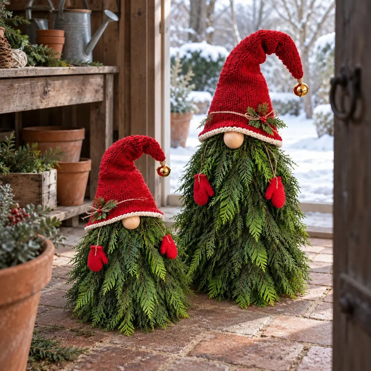 🎄🍄2-Piece Whimsical Winter Gnome Porch Set 6