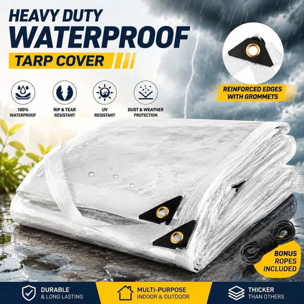 RainShield Pro Transparent Outdoor Tarp with Metal Grommets