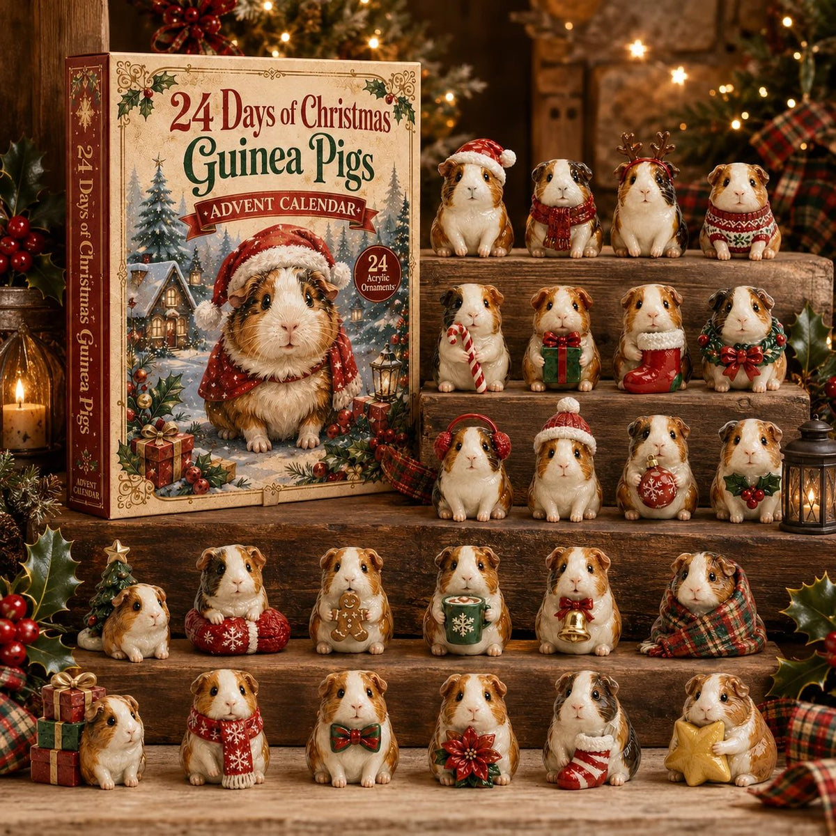 CHRISTMAS KICKOFF: 48%OFF - 2026 Guinea Pig Christmas Advent Calendar - 24 Days of Adorable Festive Surprises, Acrylic Ornaments Blind Box -Gift for Guinea Pig Lovers