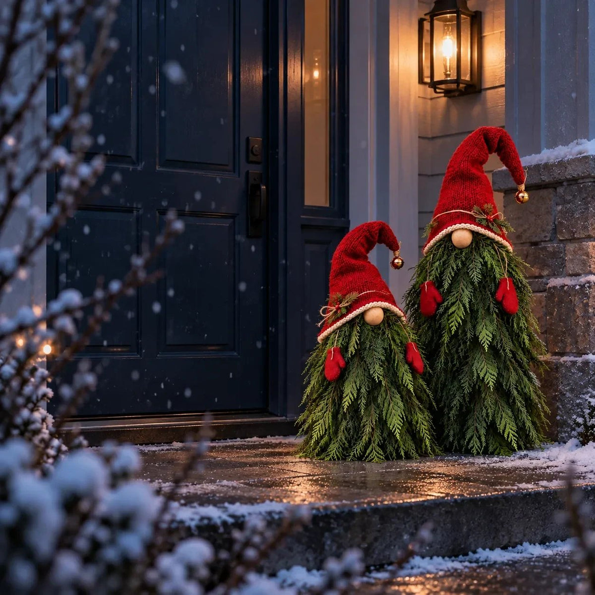 🎄🍄2-Piece Whimsical Winter Gnome Porch Set 5