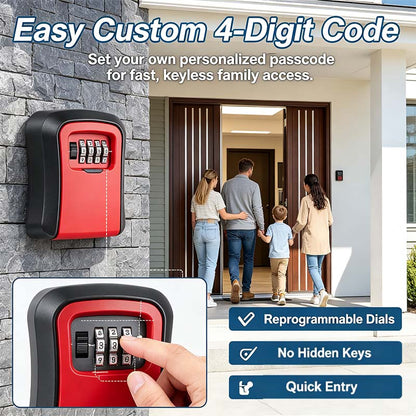 Wall Mount Key Lock Box - 4 Digit Combination Lockbox for Keys Safe Security🔑