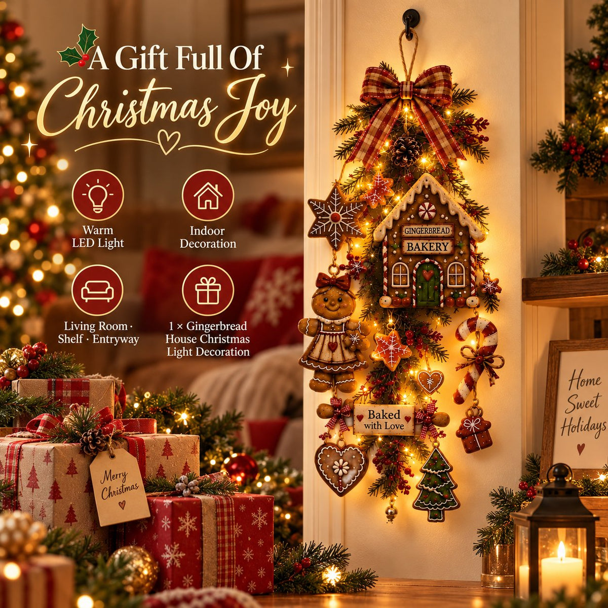 🎄 Gingerbread House Christmas Light Decoration