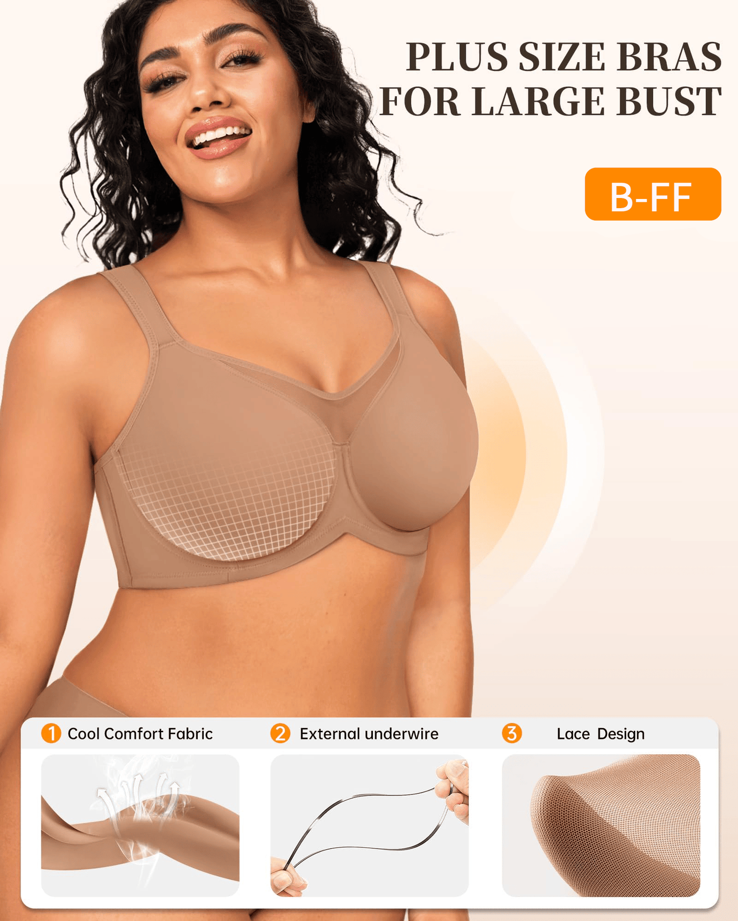 💐Women's Elegant Sheer Full Coverage Minimizer Bra ✨ Plus Size for Large Busts | No Digging, No Spillage & Ultra Comfy