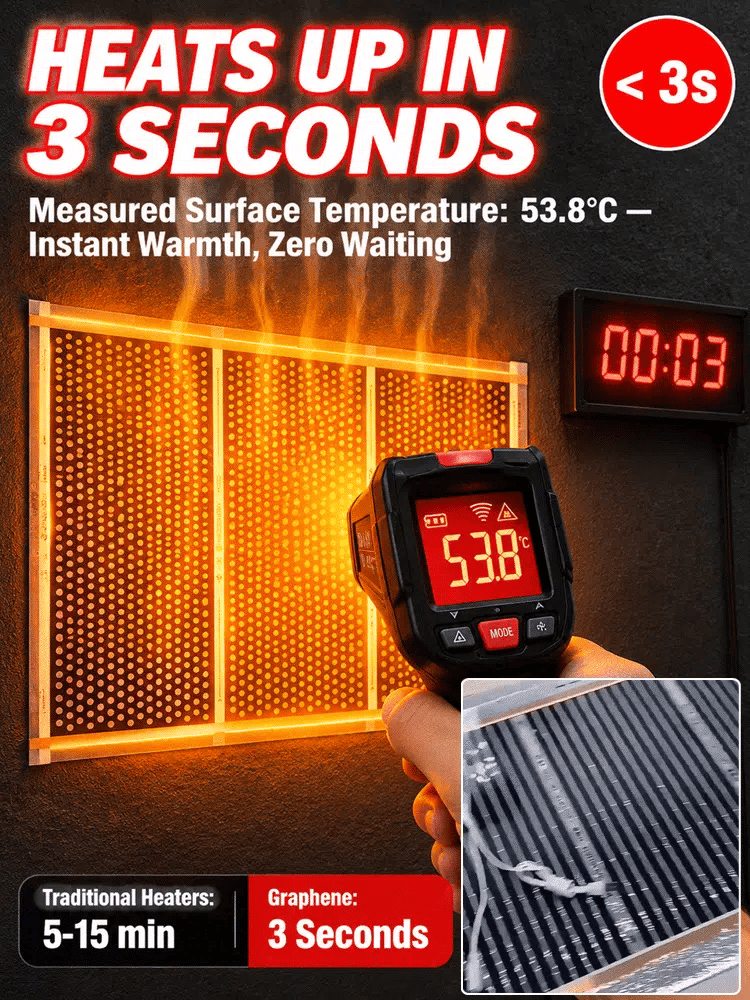 Ultra-Thin Graphene Infrared Wall Heater | 3s Rapid Heating | A+++ Energy Saving | Drill-Free ☀️