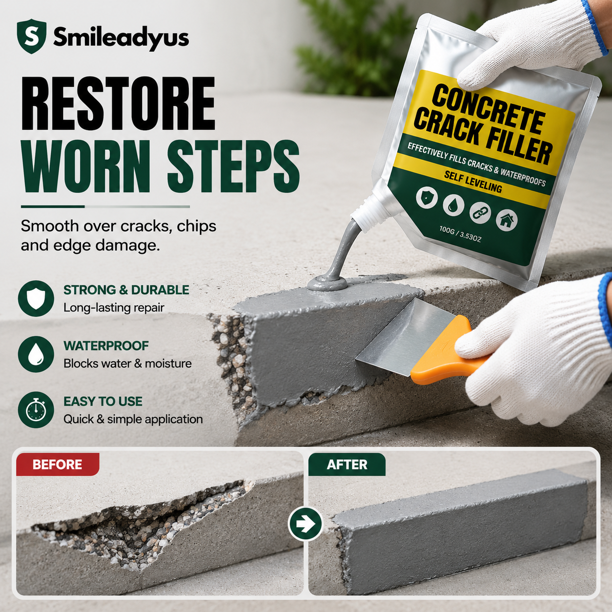 🏠 Waterproof Concrete Crack Filler for Indoor & Outdoor Use