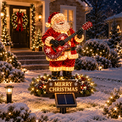 🔥50% Off Last Day✨🎅 Light-Up Guitar Santa Christmas Yard Decoration🎸 – Festive Outdoor Holiday Display 🎄✨
