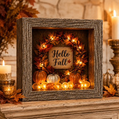 🎃DIY Lighted Halloween Shadow Box Kit – Warm LED Fall Decor & Easy Seasonal Craft