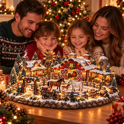 🐴🎄 Christmas Horse Stable Village – Lighted Equestrian Holiday Scene