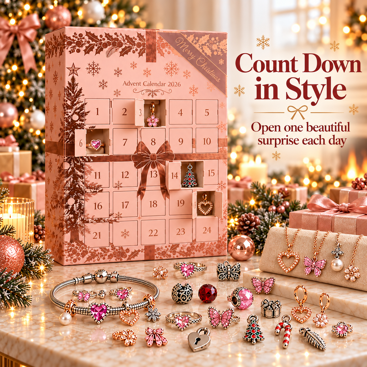 🎀 24-Day Jewelry Advent Calendar – Daily Mystery Charms & Holiday Surprises ✨🎄 5