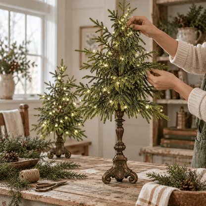 Vintage Lighted Norfolk Pine Trees