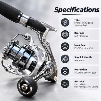 Single-Hand Jigging Fishing Reel with Thumb Lever – product view 10